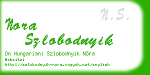 nora szlobodnyik business card